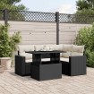 Set de muebles de jardín 5 pzas y cojines ratán sintético negro