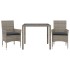 Set comedor jardín 3 pzas y cojines ratán sintético vidrio