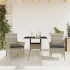 Set comedor jardín 3 pzas y cojines ratán PE vidrio gris
