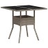 Set comedor jardín 3 pzas y cojines ratán PE vidrio gris