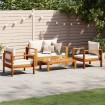 Set sofás de jardín con cojines 4 pzas madera maciza de acacia