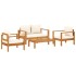 Set sofás de jardín con cojines 4 pzas madera maciza de