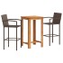 Mesa y taburetes de jardín 3 pzas madera acacia ratán PE
