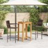 Mesa y taburetes de jardín 3 pzas madera acacia ratán PE