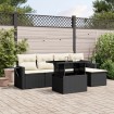 Set de sofás de jardín 6 piezas y cojines ratán sintético negro