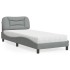 Cama con colchón tela gris claro 90x190