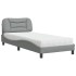 Cama con colchón tela gris claro 90x190