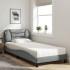 Cama con colchón tela gris claro 90x190