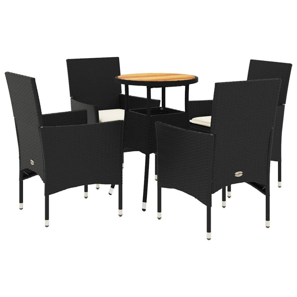 Set de comedor jardín 5 pzas con cojines ratán PE acacia