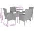 Set de comedor jardín 5 pzas con cojines ratán PE acacia