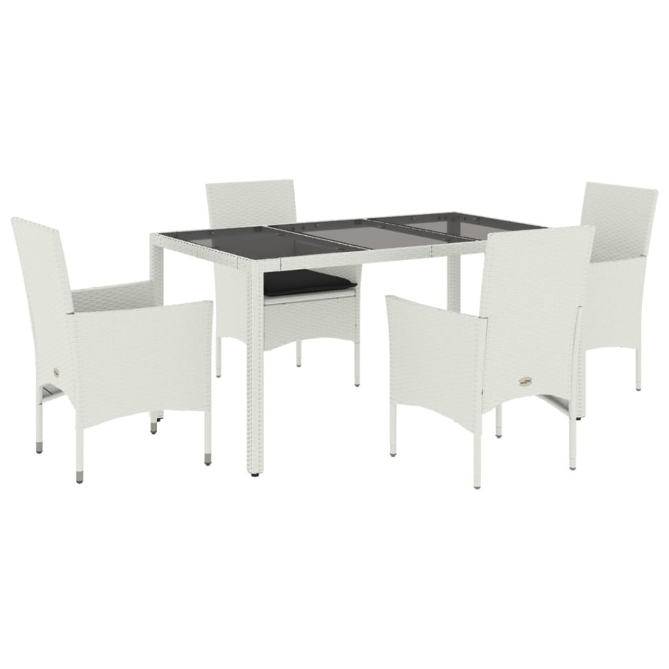Set comedor jardín 5 pzas cojines ratán sintético vidrio