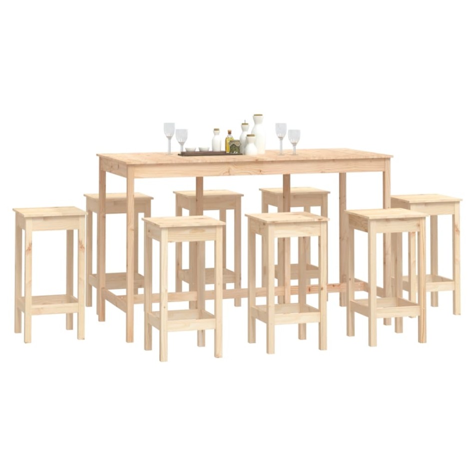 Set de bar 9 piezas madera maciza de