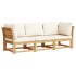 Set de muebles para jardín 3 piezas con cojines madera