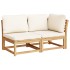 Set de muebles para jardín 3 piezas con cojines madera
