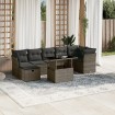 Set de sofás de jardín y cojines 8 piezas ratán sintético gris