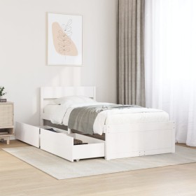 Estructura de cama sin colchón madera de pino blanca 90x200