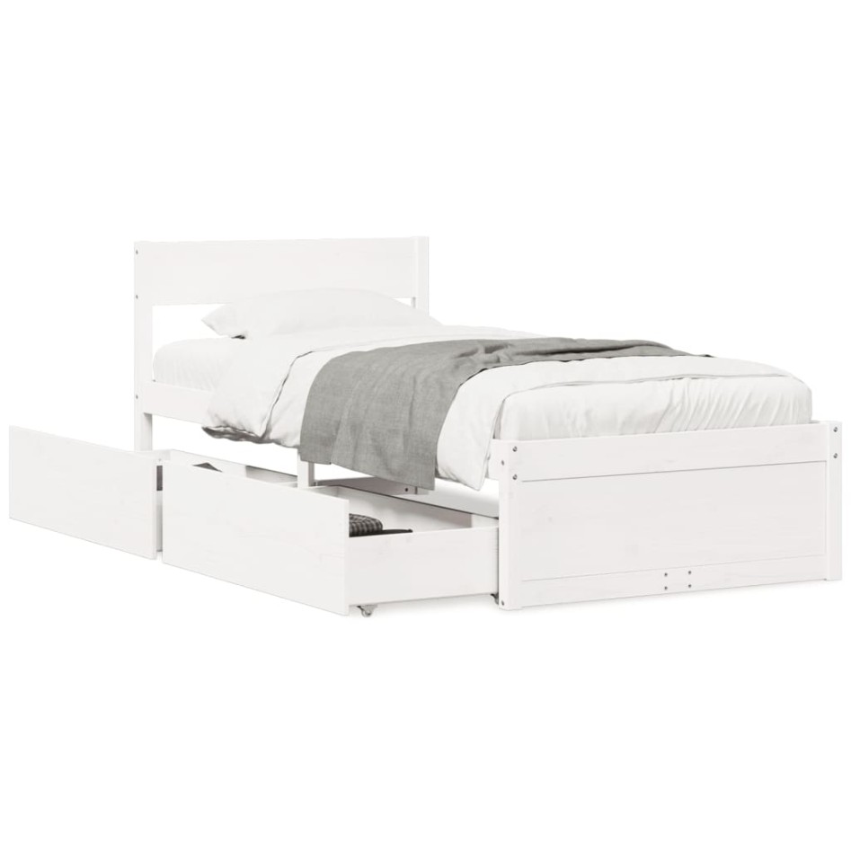 Estructura de cama sin colchón madera de pino blanca 90x200