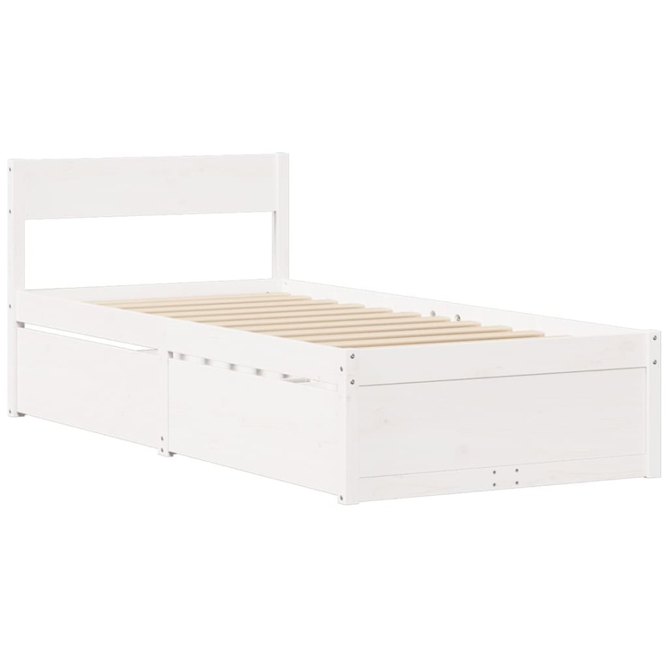 Estructura de cama sin colchón madera de pino blanca 90x200