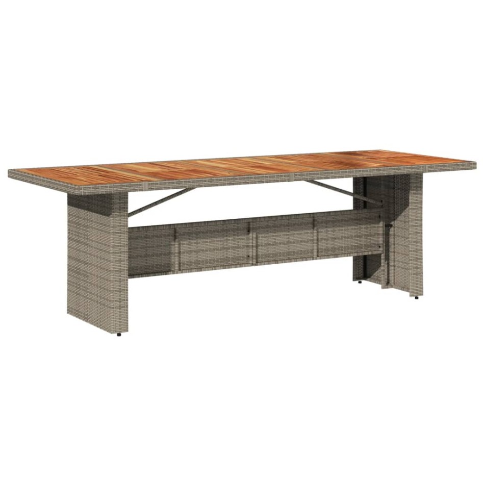 Mesa de jardín superficie madera acacia ratán gris 240x90x75