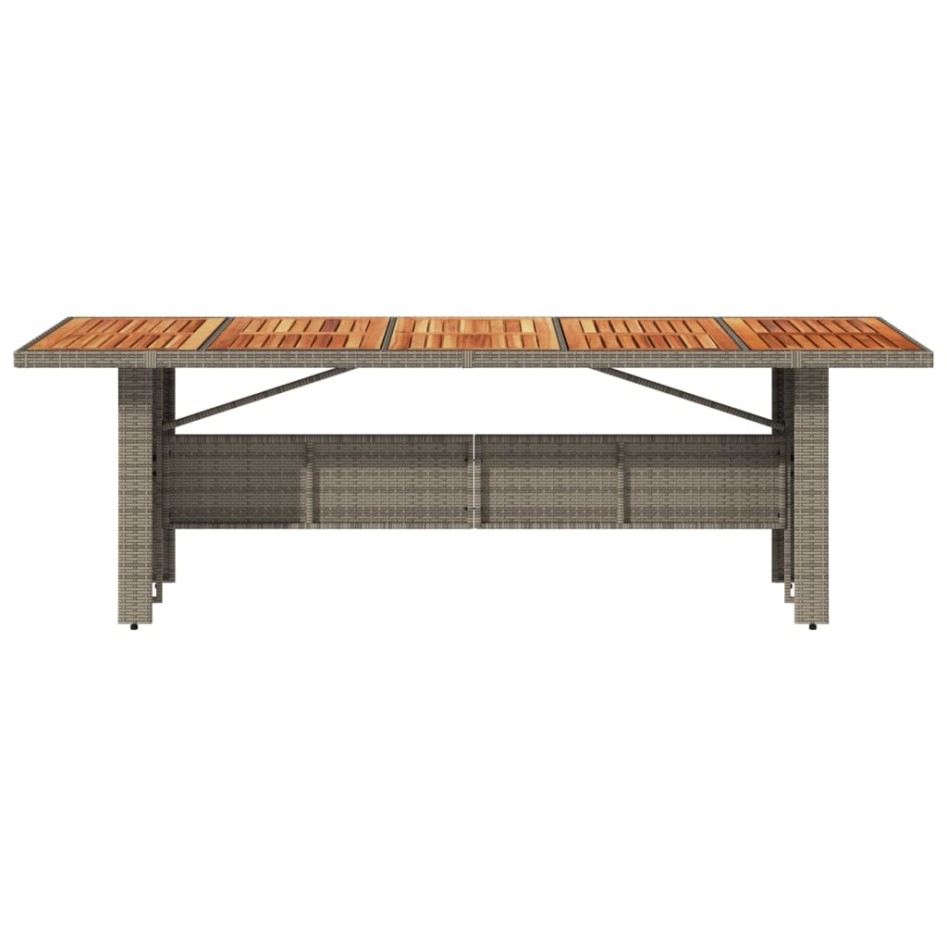 Mesa de jardín superficie madera acacia ratán gris 240x90x75
