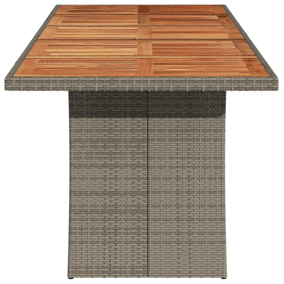 Mesa de jardín superficie madera acacia ratán gris 240x90x75