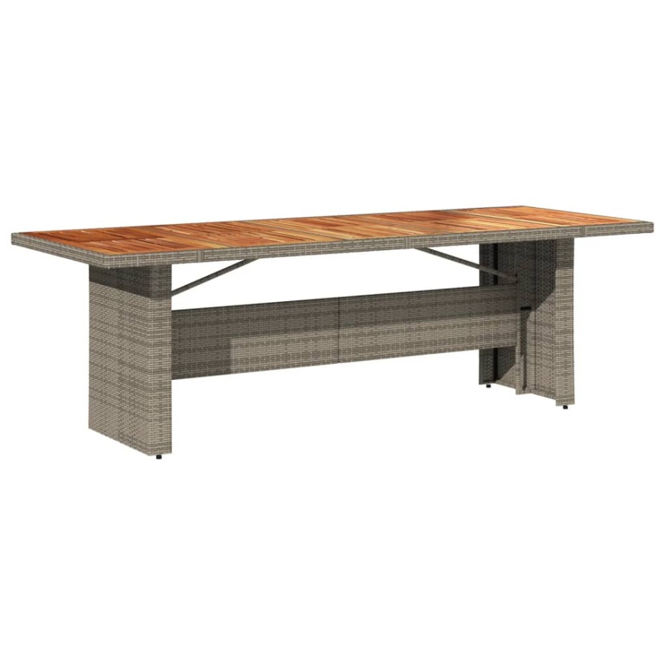 Mesa de jardín superficie madera acacia ratán gris 240x90x75