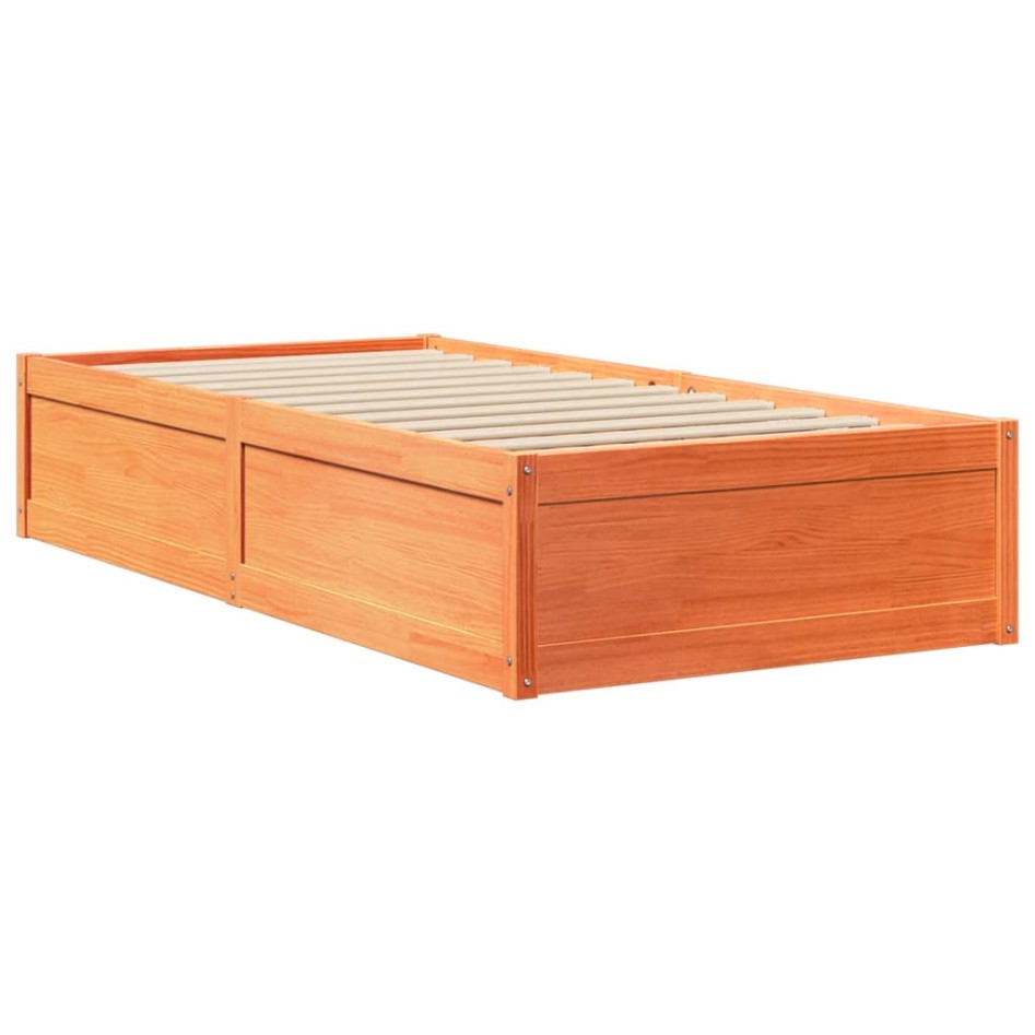 Estructura de cama sin colchón madera maciza marrón 75x190