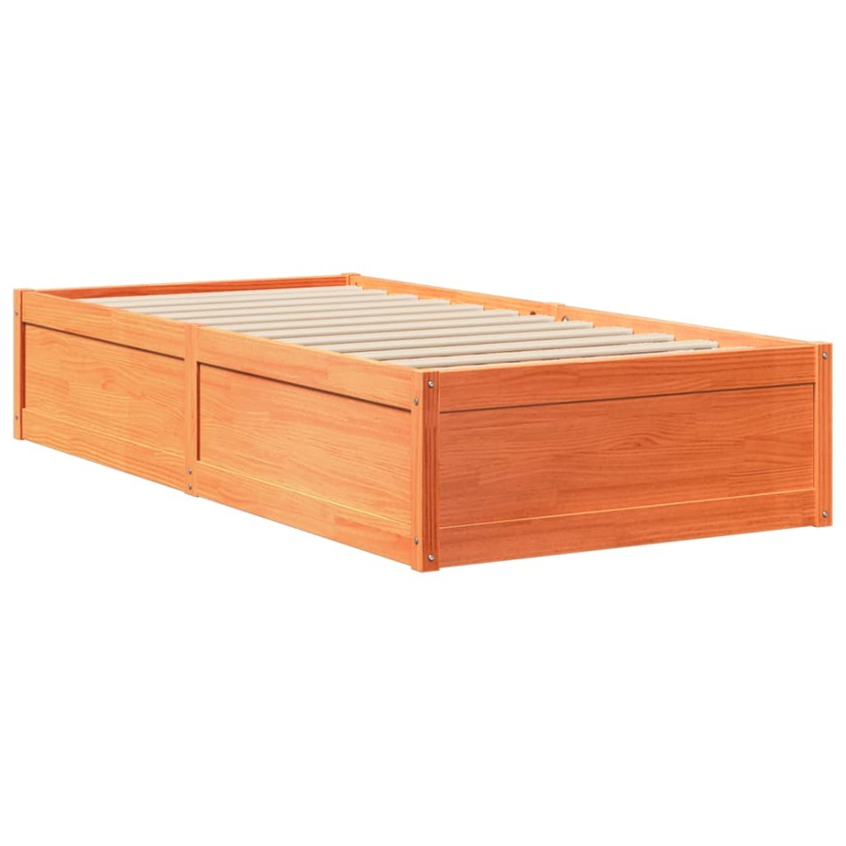 Estructura de cama sin colchón madera maciza marrón 75x190