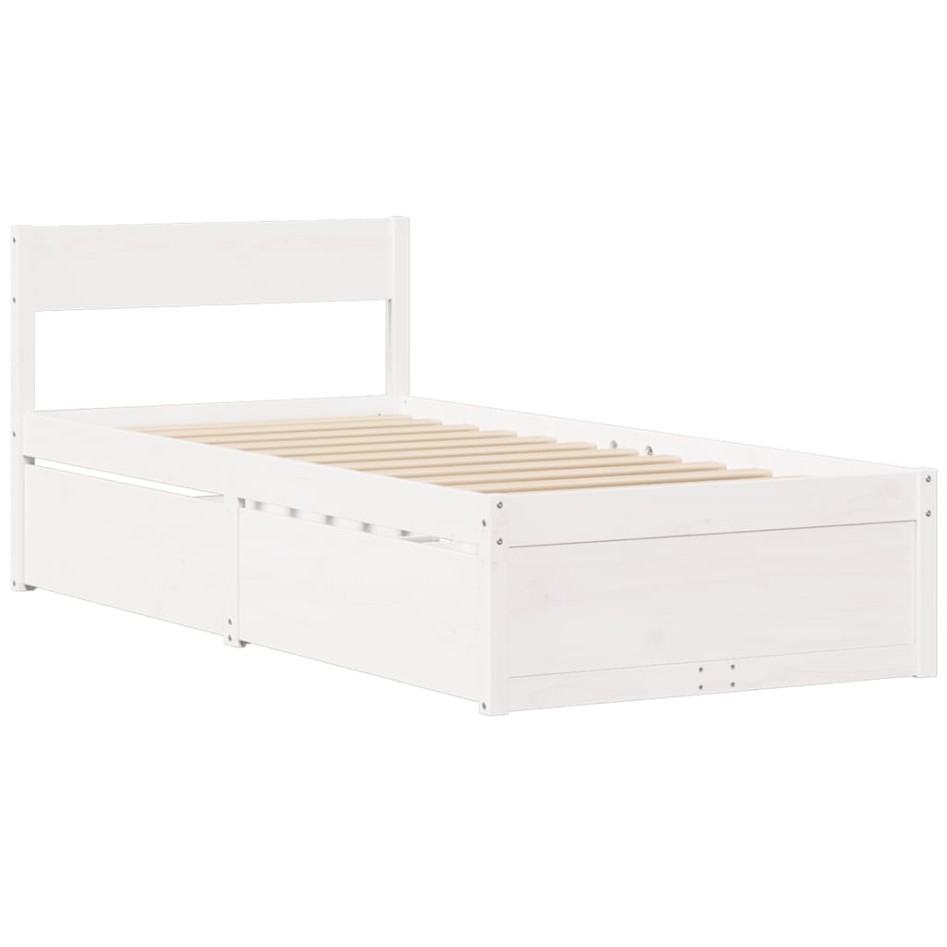 Estructura de cama sin colchón madera maciza blanca 75x190