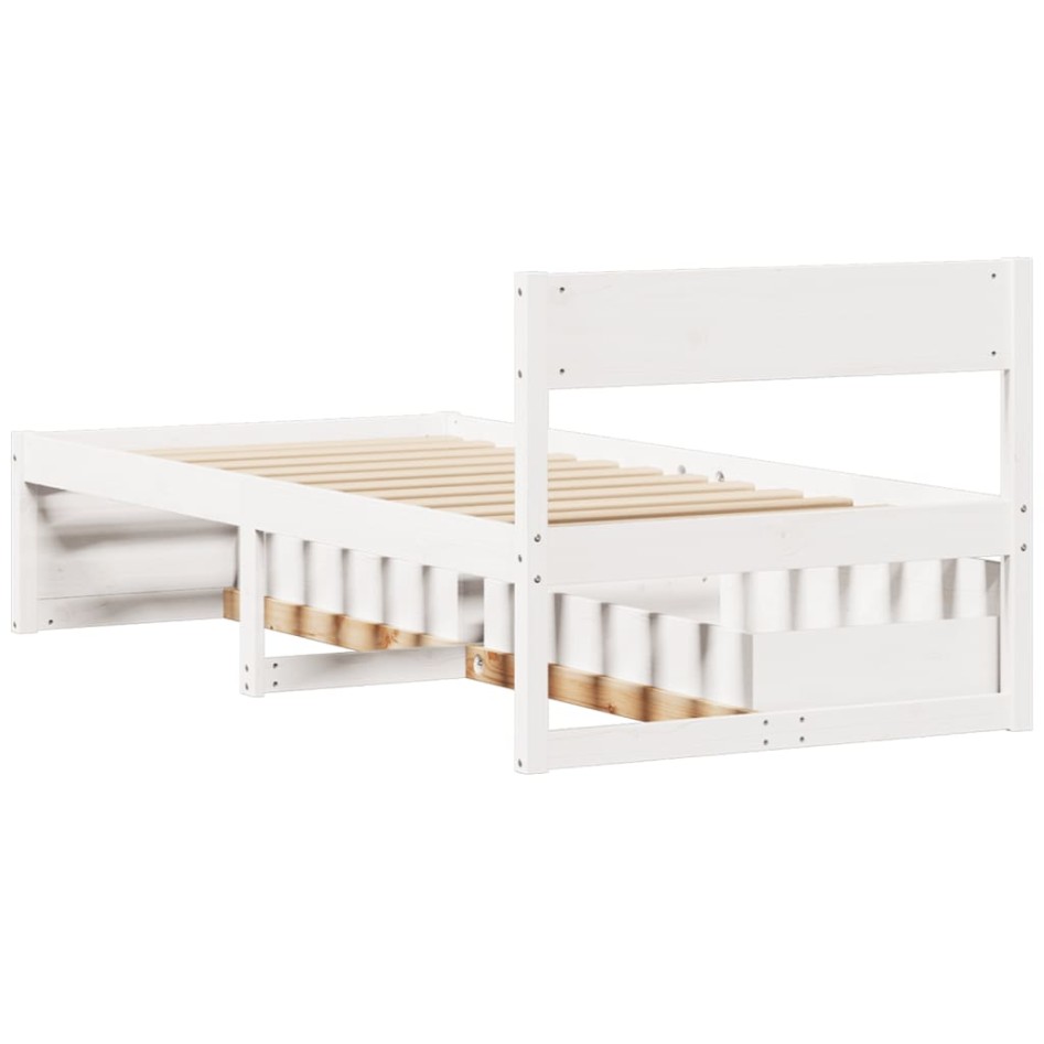 Estructura de cama sin colchón madera maciza blanca 75x190