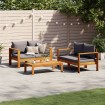 Set de sofás de jardín con cojines 3 pzas madera maciza acacia