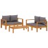 Set de sofás de jardín con cojines 3 pzas madera maciza