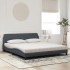 Cama con colchón terciopelo gris oscuro 180x200
