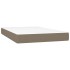 Cama box spring con colchón y LED tela gris taupe 120x190
