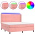 Cama box spring colchón y LED terciopelo rosa 180x200