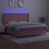 Cama box spring colchón y LED terciopelo rosa 180x200