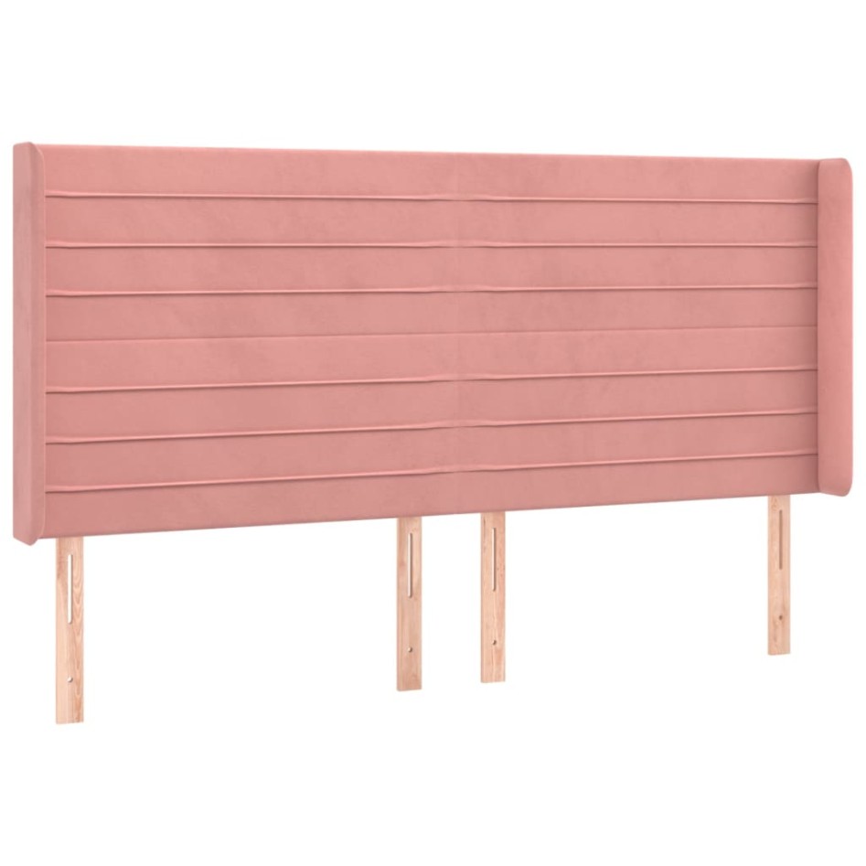 Cama box spring colchón y LED terciopelo rosa 180x200