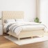 Cama box spring con colchón tela color crema 140x200