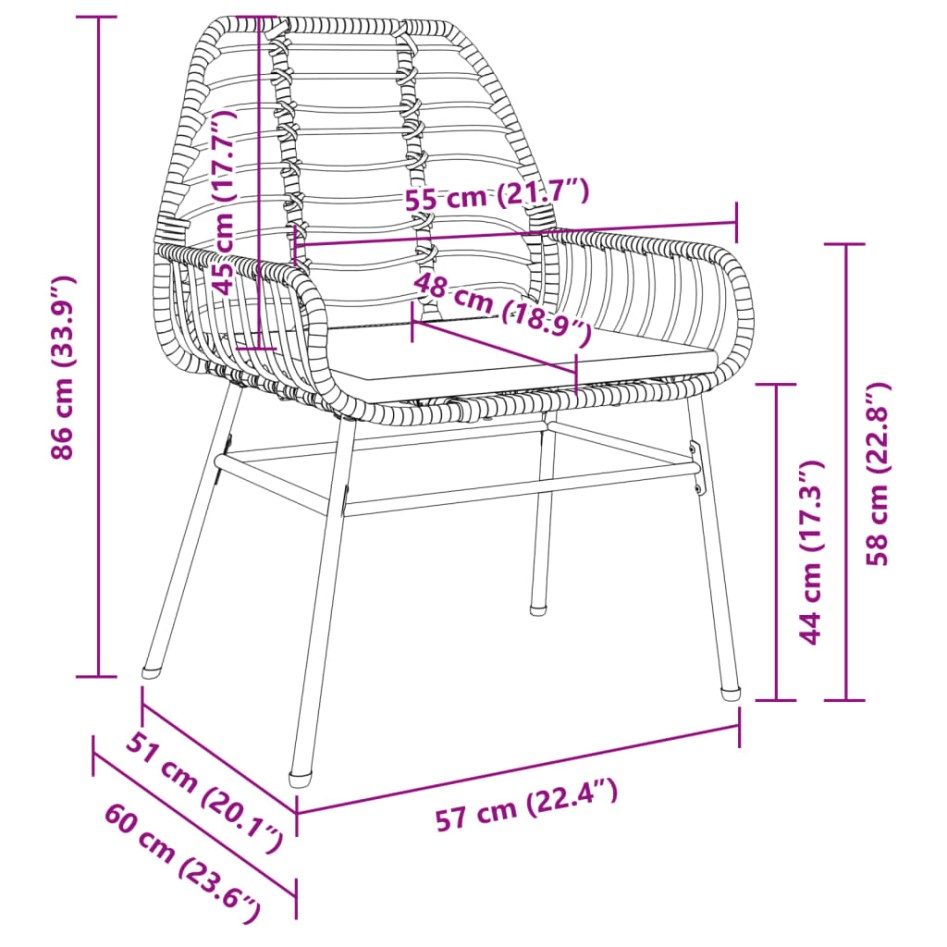 Sillones de jardín con cojines 2 uds ratán sintético