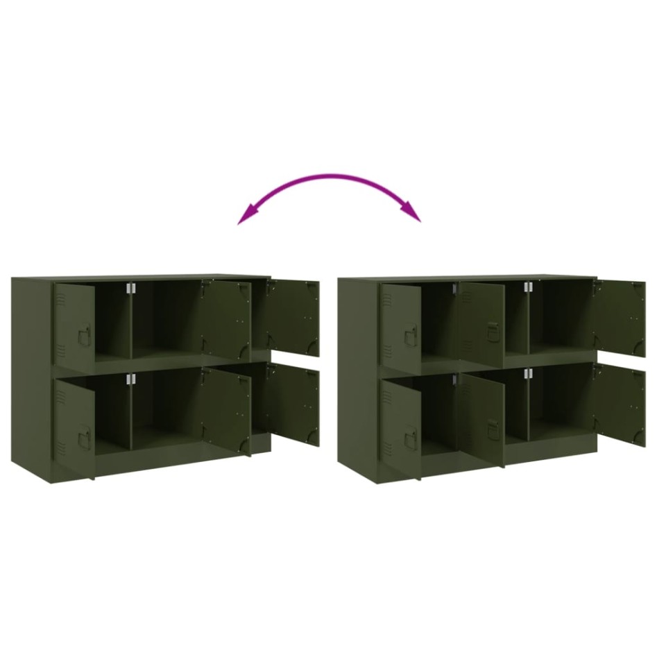 Aparador de acero verde oliva 99x39x73