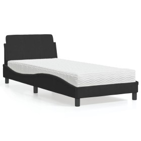 Cama con colchón terciopelo negro 80x200