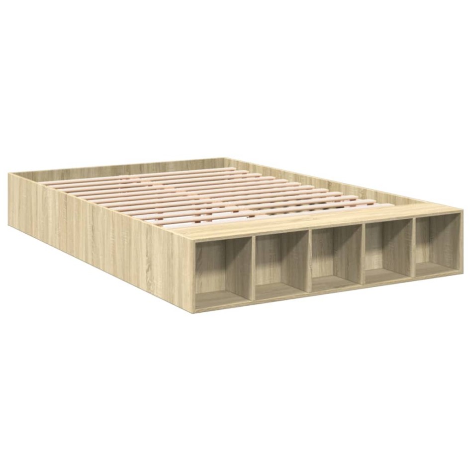 Estructura de cama madera de ingeniería roble Sonoma 140x200