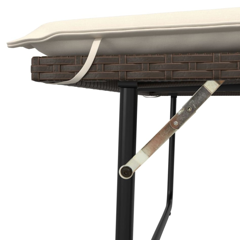 Banco de jardín con cojines y reposapiés ratán sintético