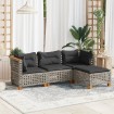 Set de sofás de jardín 4 pzas y cojines ratán sintético gris