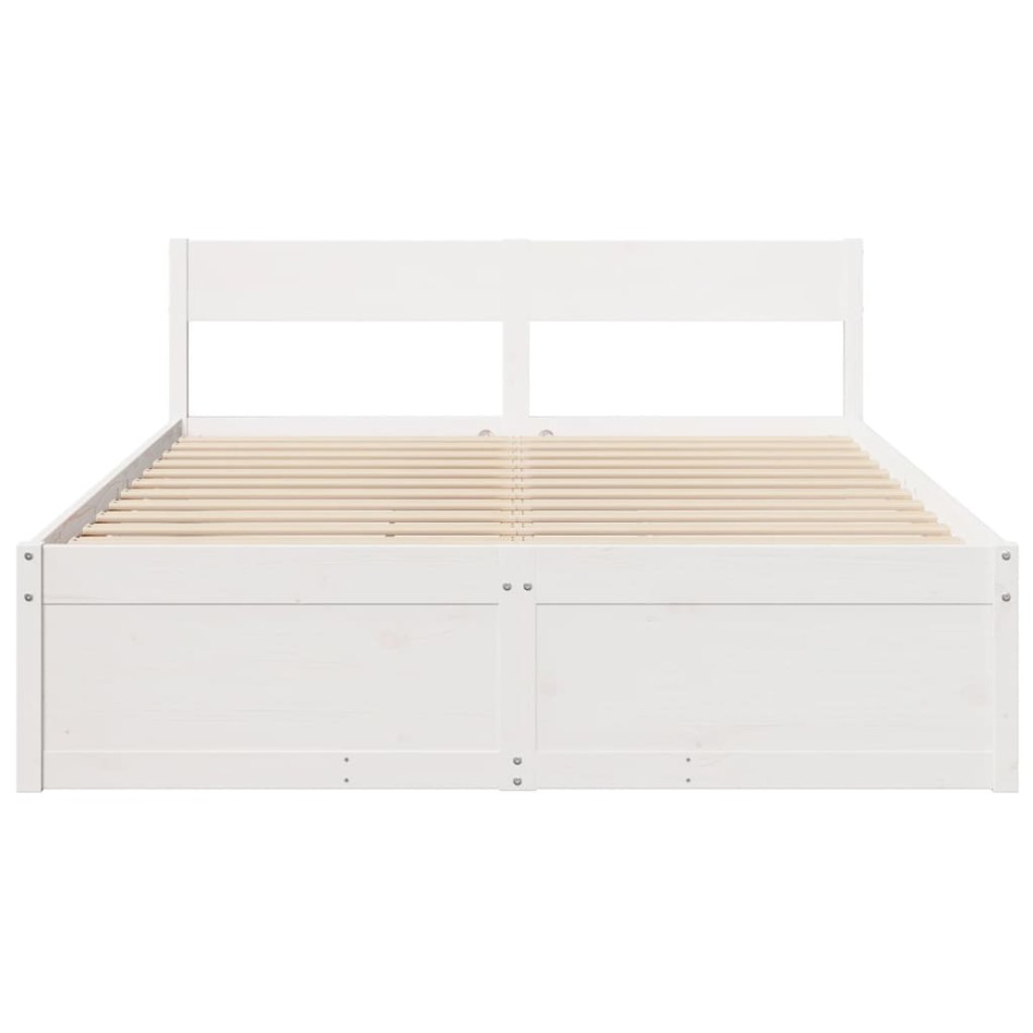 Estructura de cama sin colchón madera de pino blanca 150x200