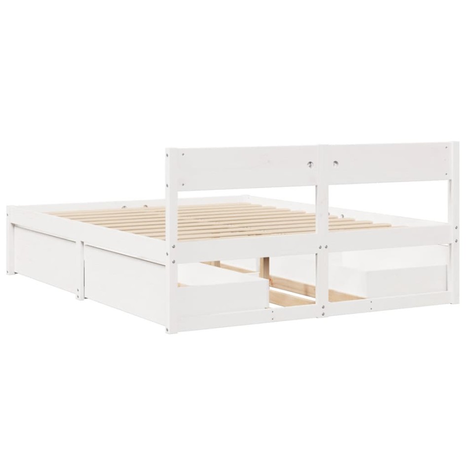 Estructura de cama sin colchón madera de pino blanca 150x200