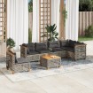 Set de sofás de jardín 7 pzas con cojines ratán sintético gris