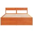 Cama sin colchón madera maciza de pino marrón cera 140x200