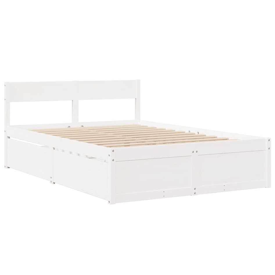 Estructura de cama sin colchón madera de pino blanca 120x200