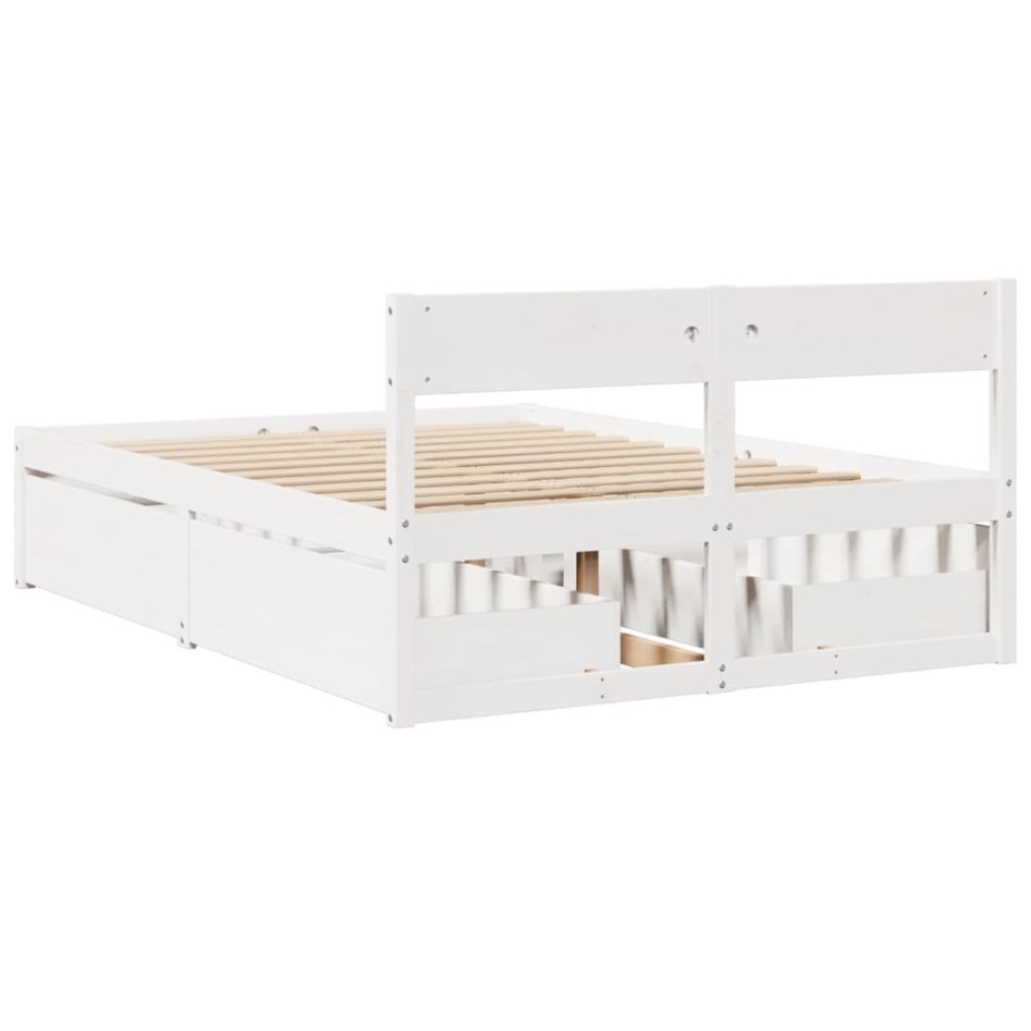 Estructura de cama sin colchón madera de pino blanca 120x200